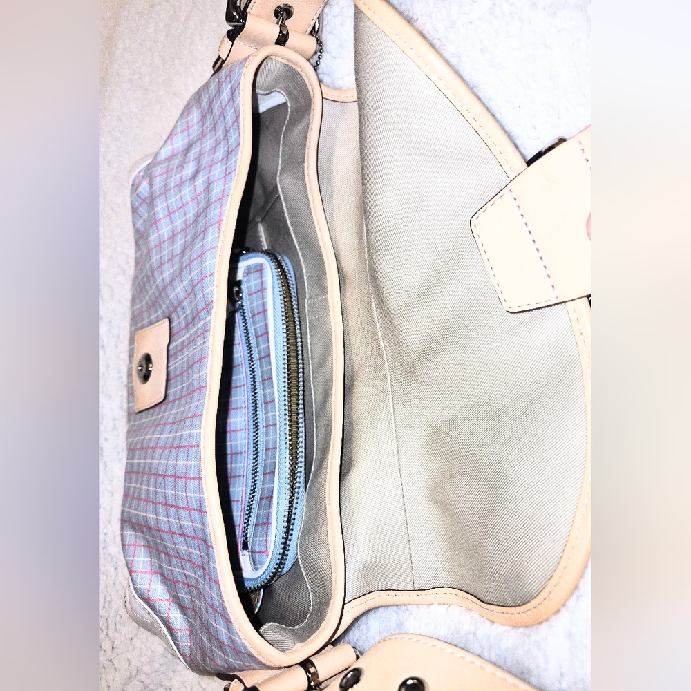COACH: Plaid Hobo Bag and Matching Cosmetic Bag Set - Picture 4 of 12
